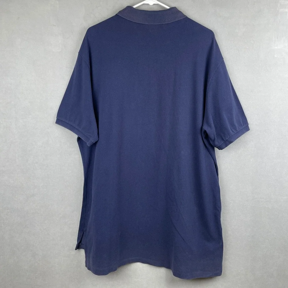 VTG Polo Ralph Lauren‎ Mens XXL Custom Fit Navy Blue S/S Preppy Pique Polo Shirt